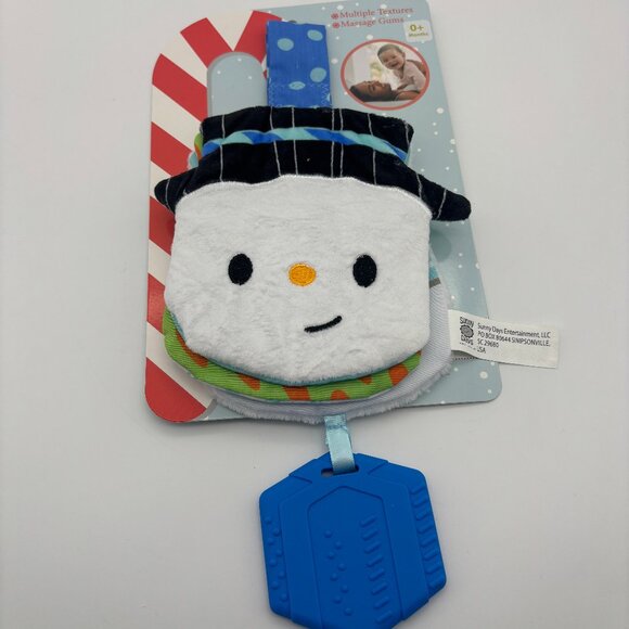 Sunny Days Snowman Baby Toddler Teether & Crinkle Book Multi Textures NEW - Picture 6 of 7